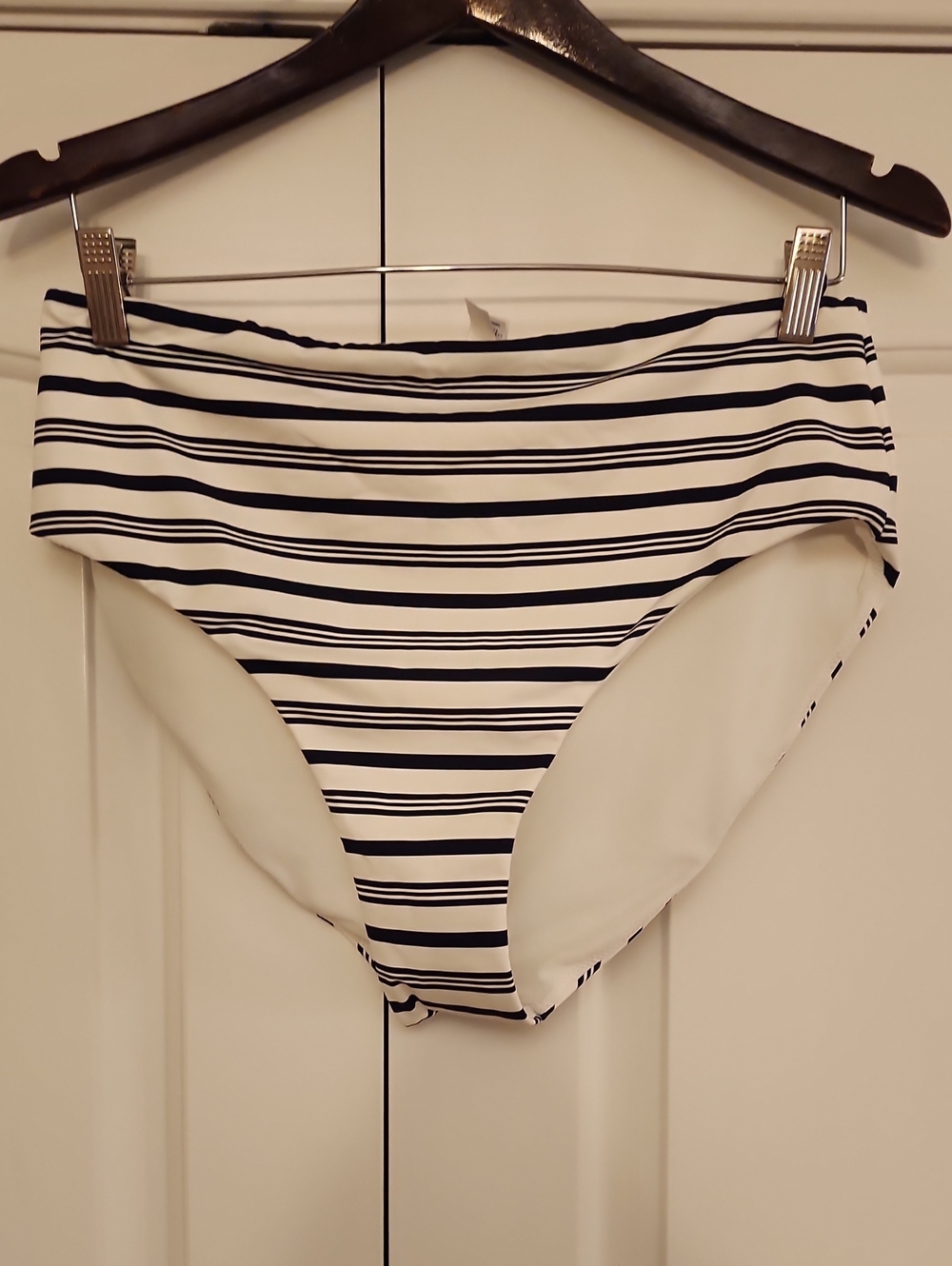 Vineyard Vines Navy and White Striped High-Waist Bikini Bottom